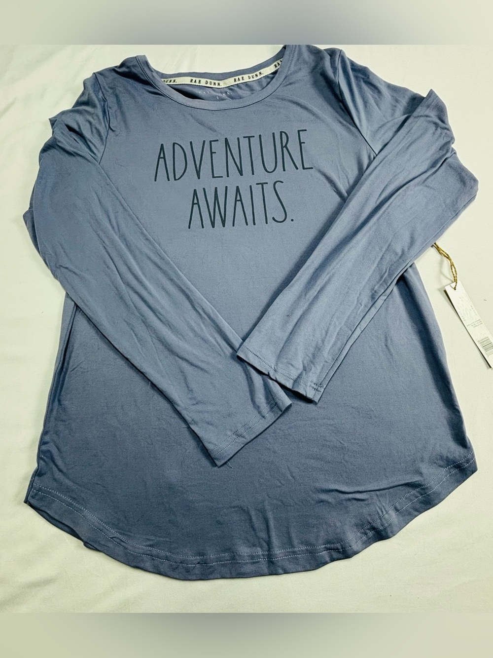 Rae Dunn Light Blue 'Adventure Awaits' Long Sleeve Tee W525